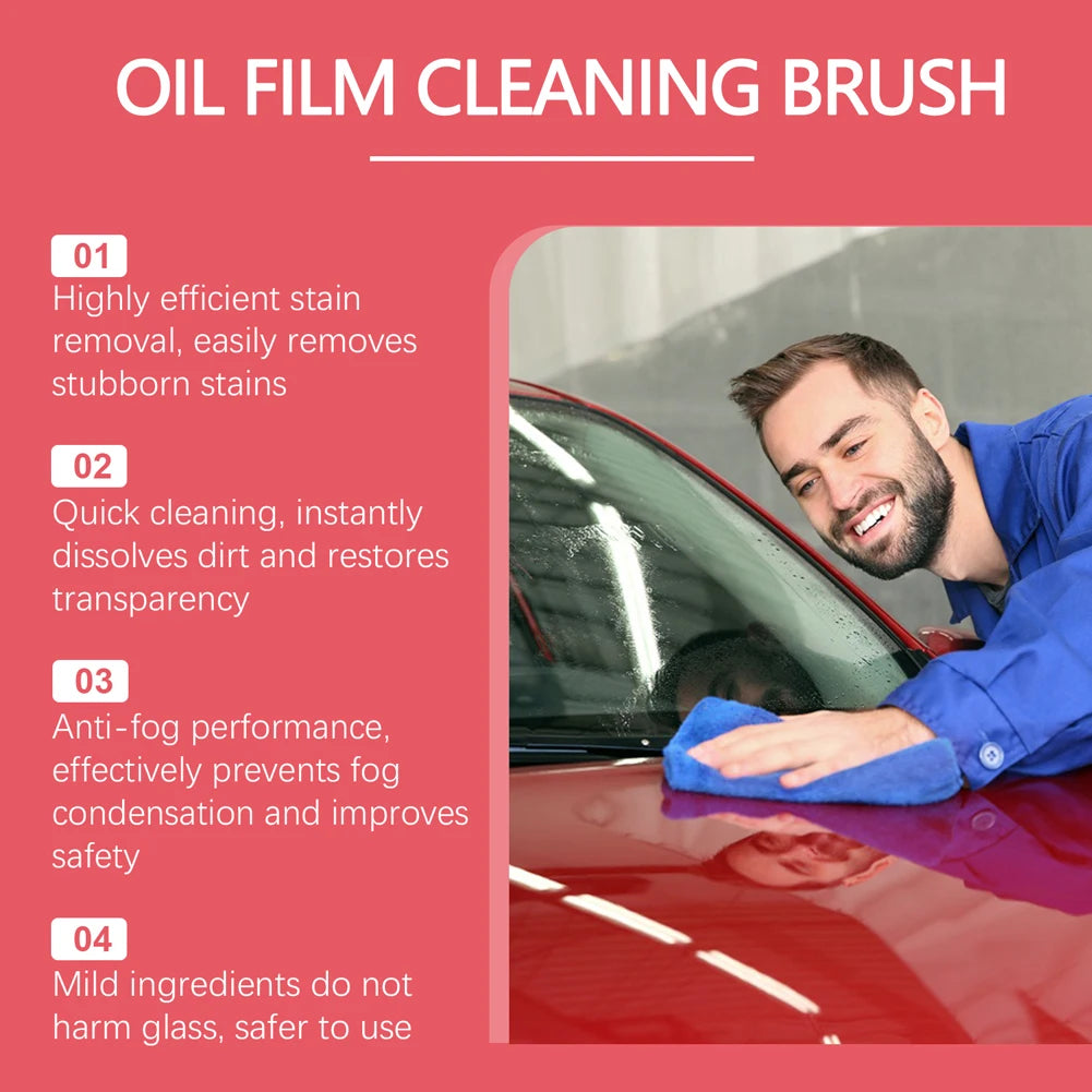 Car Glass Oil Film Remover Automotive Glass Sponge Cleaner Brush Oil Film Cleaning for Front Inner Windshield Glass Car Cleaning