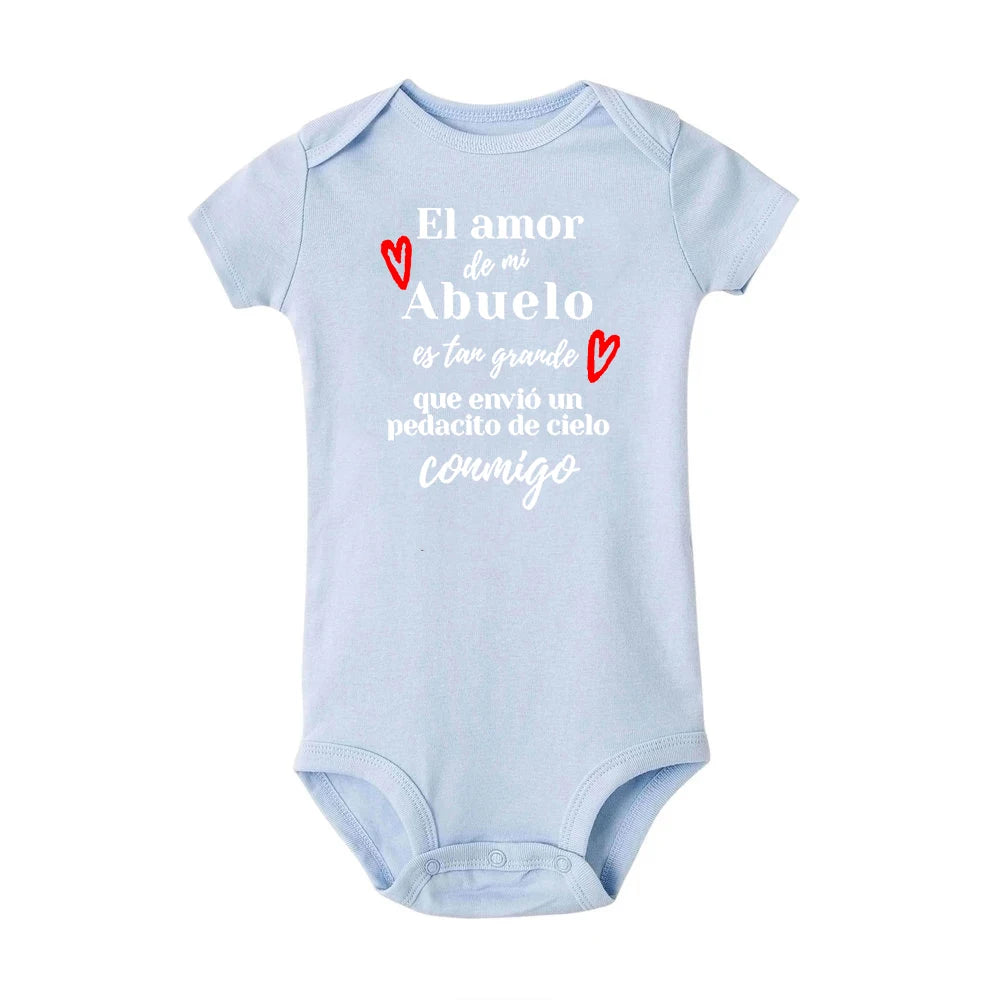 El Amor De Mi Abuelo Es Tan Grande Baby Bodysuit Spanish Print Unisex Baby Clothes Newborn Rompers Summer Boy Girl Ropa Jumpsuit
