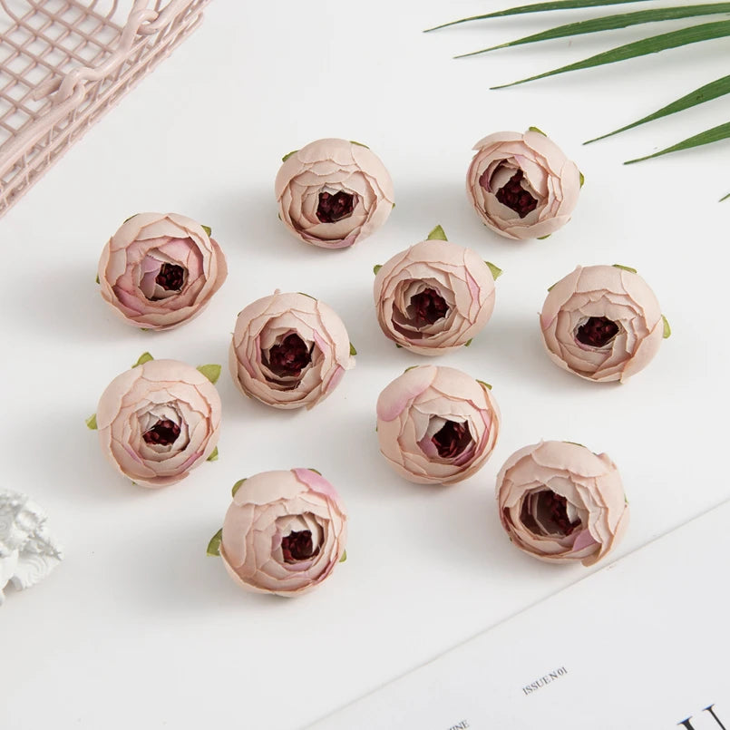 50/100PCS Artificial Flowers Silk Tea Roses Bud Diy Gifts Candy Box Christmas Decorations for Home Garden Wedding Accessories