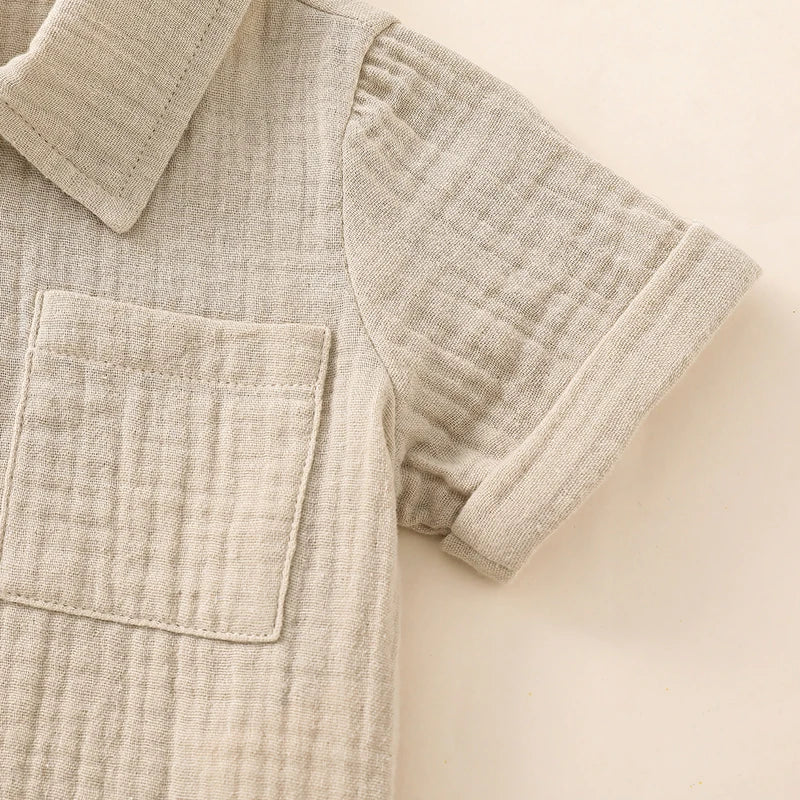 Toddler Short Sleeve Button Down Lapel Shirt Shorts Set 2Pcs Summer Outfits Baby Clothes