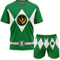 2026 Summer New Bandai Power Rangers Tee Shorts Men Women Oversized Breathable Quick Drying Fitness Running Sportswear Set ﻿