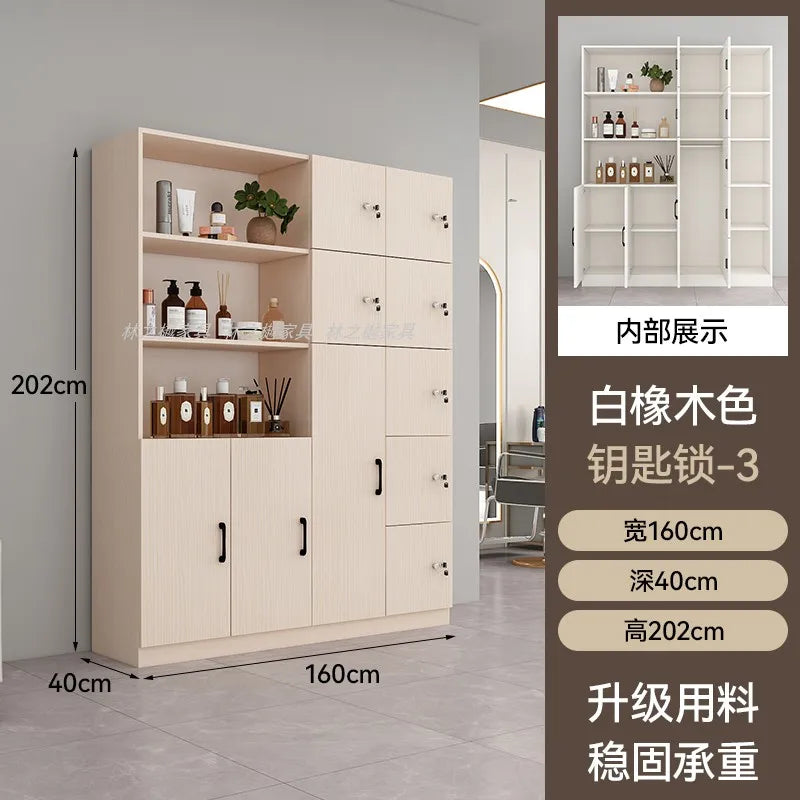 Customized barber shop towel cabinet Beauty salon product display cabinet Hair shop locker Customer deposit box with lock