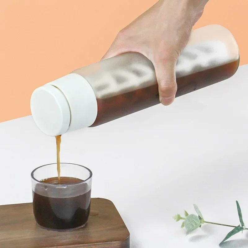 Coffee Cold Brew Pot Brewer Frosted Glass Coffee Cold Brew Pot Built-in Filter Filter Coffee Cold Brew Bottle with Brush