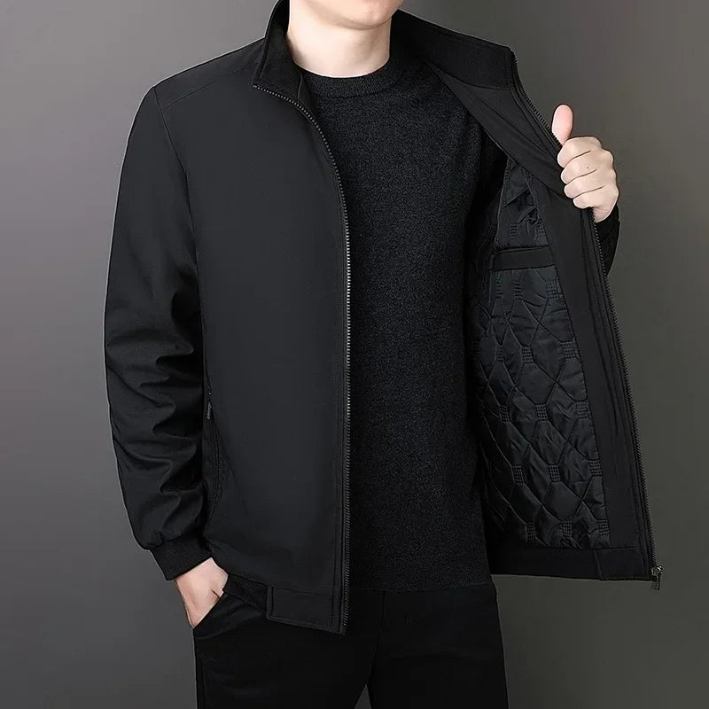 BROWON Brand Winter Jacket Men 2025 Autumn Solid Color Plush and Thick Coats Men Plus Size 8xl Stand Collar Warm Men Clothing