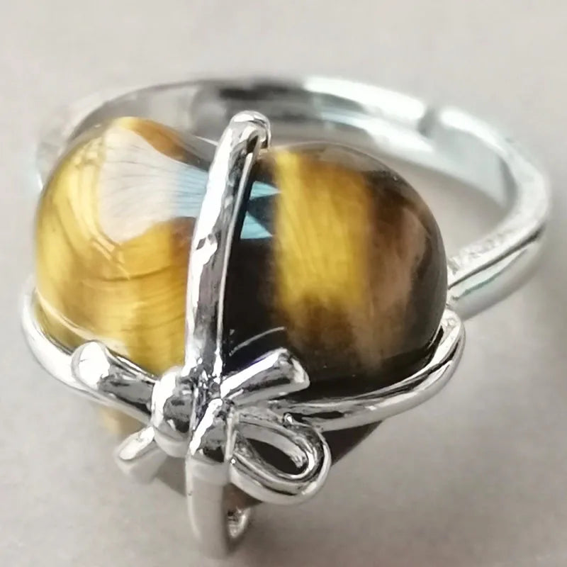 Blue Sand Heart Bead Ring PWB1093