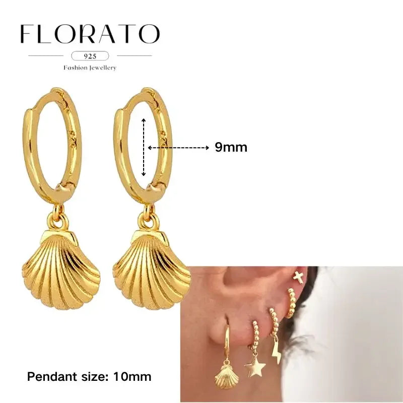 925 Sterling Silver Ear needle European And American Style Hoop Earrings Round square Pendientes Fashion For Women Birthday Gift