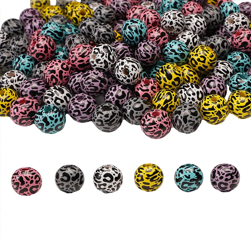 10Pcs 16/20mm Wooden Dog Paw/Christmas Pattern Round Beads Loose Spacer Beads To Make Bracelet Charms Jewelry Making Accessories