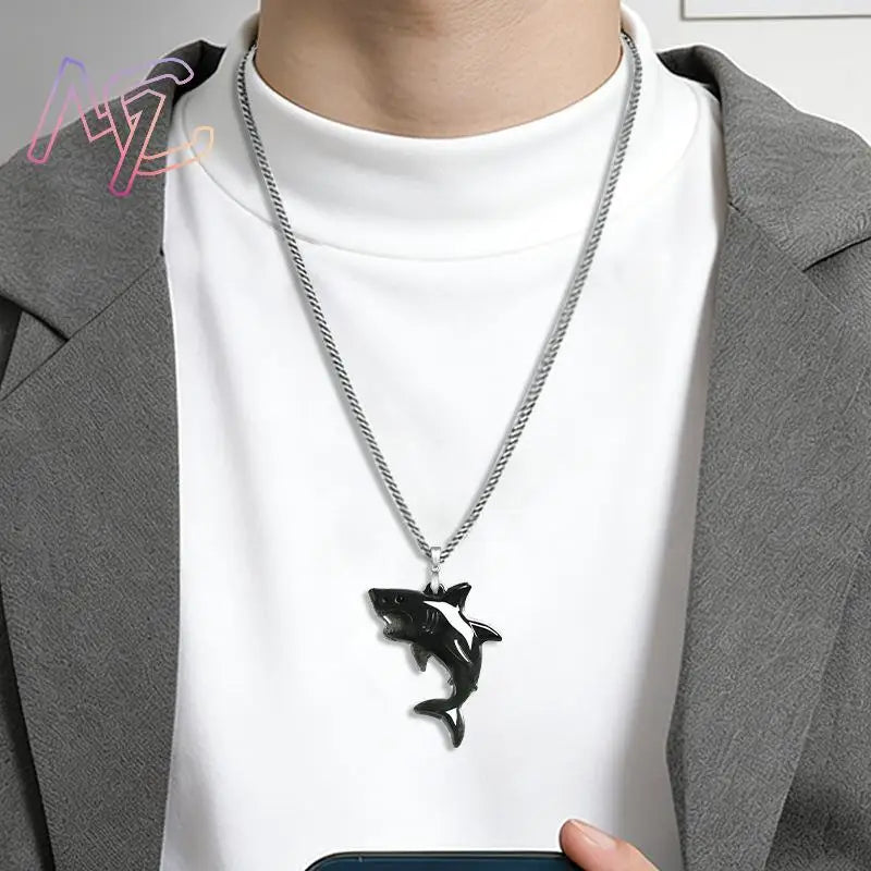 Myanmar Jadeite Shark Pendant Necklace Natural Jewelry Vintage Real Jade Charm Talismans Amulet 925 Silver Gifts for Women