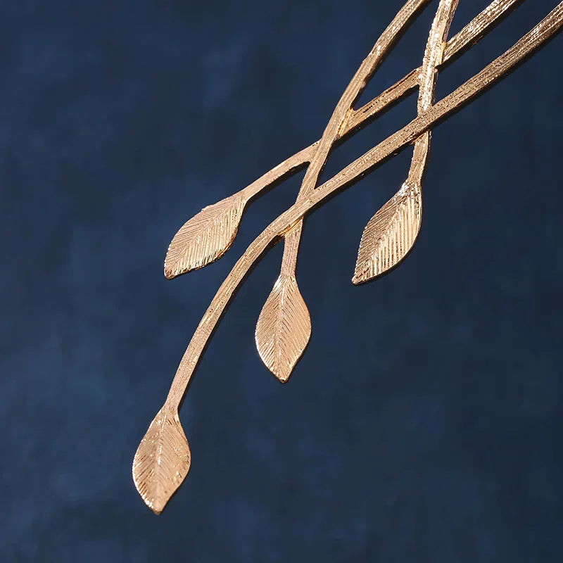 Luxury Tiaras Headbands for Women Leaf Crystal Crown Goddess Cosplay Forehead Round Elves Crowns Bridal Hair Accessories