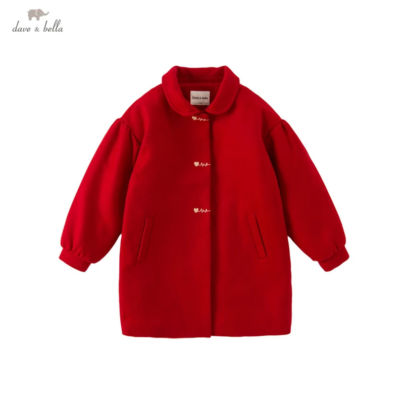 DK4224120 Dave Bella Winter Kids Girls Fashion Jacket  Pockets  Coat Children High Quality Outerwearar