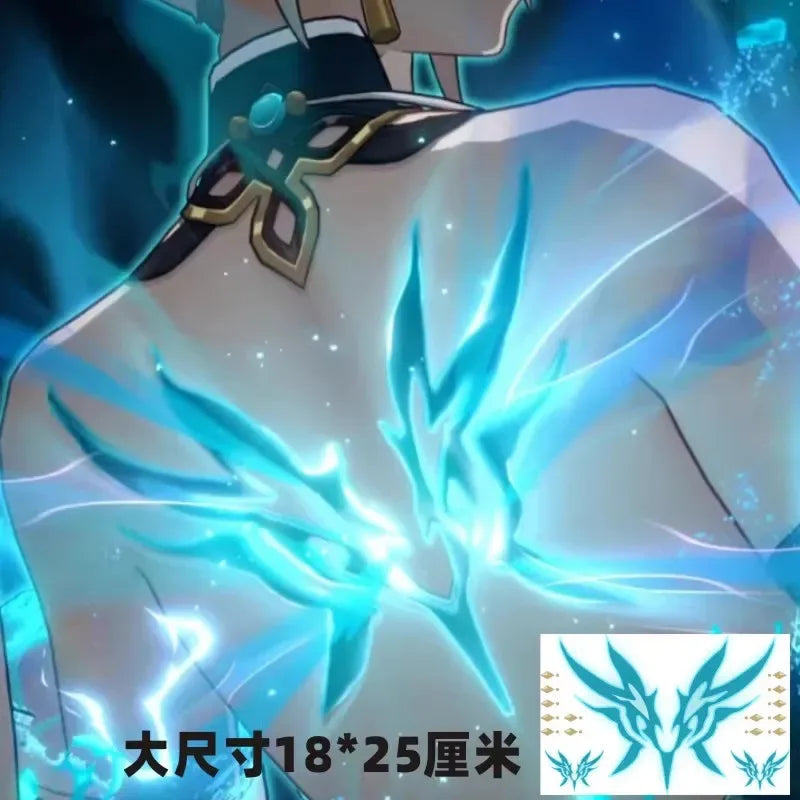 Feixiao Honkai Star Rail Temporary Fake Flash Tattoo Sticker Cosplay Prop Accessory Halloween Party Carnival Otaku Role Play