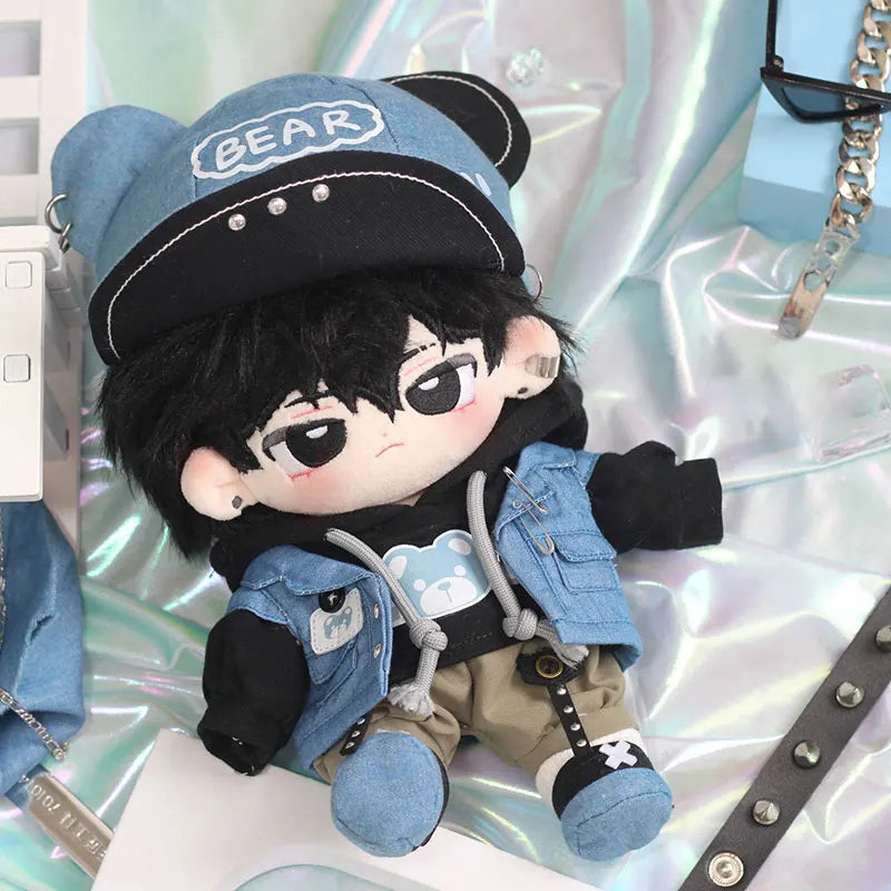 20cm Trendy Boy Pure Cotton Plush Doll Clothes Fashionable Street Dance Youth Cosplay Hoodie Denim Jacket Baby Birthday Gift