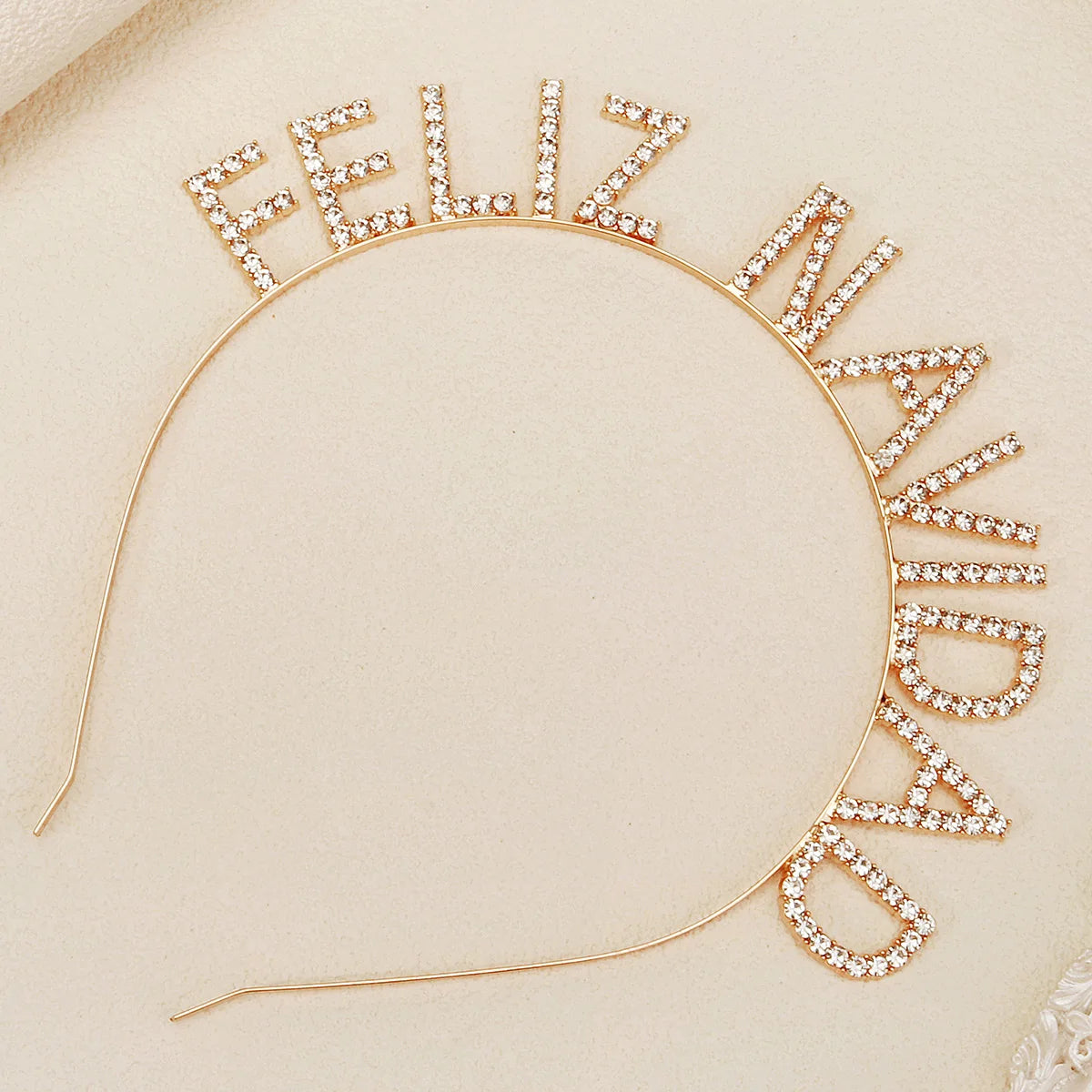 FELIZ NAVIDAD Christmas Alphabet Hair Band Sparkling Rhinestone Handmade Crown Tiara Party Headwear For Women and Girls