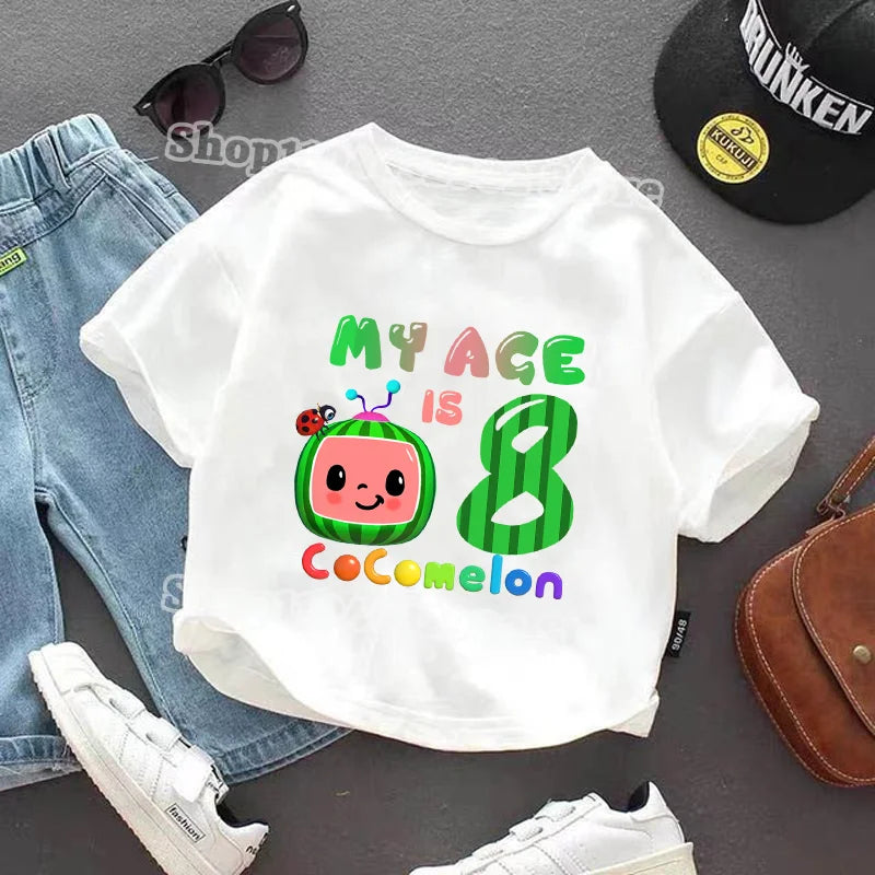 Cocomelons Kids T-shirts Boys Girls Baby Shower T-shirt Children Summer Cotton Clothes Cartoon Anime Pattern Tee Birthday Gifts