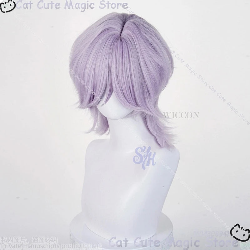 Kpop Demon Cosplay Saja Boys Mystery Hair Purple Gray Wig Heat Resistant Synthetic Hair Wigs + Wig Cap Halloween Carnival Party