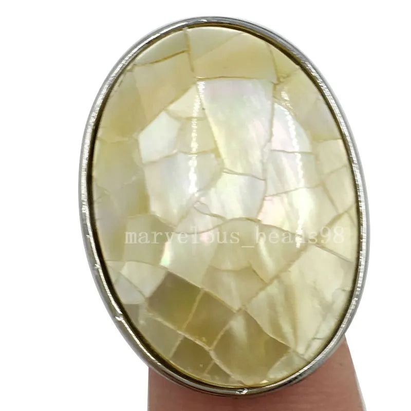 New Zealand Ablone  Mother of pearl Shell Art Oval Ring  7~12" Adjust Size WB587