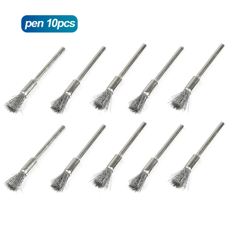 3/10Pcs Steel Wire Brushes Set Polishing Wheels Pen Brushes Kit Dremel Accessories Deburring for Rotary Tool