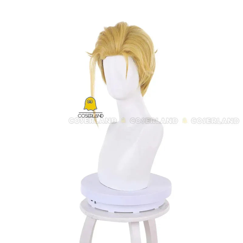 Anime Hell's Paradise Jigokuraku Yamada Asaemon Tenza Cosplay Wig Ten-chan Blonde Short Hair Red Headband Role Play Free Wig Cap