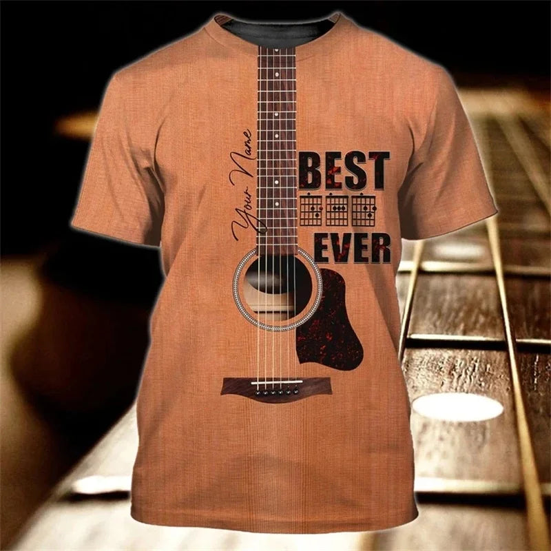 1 Piece Custom Your Picture Music Tshirts Guitar Pattern 3D Print T-Shirt Men Women Fashion  Tops Kids Boys Tees Male Clothing R