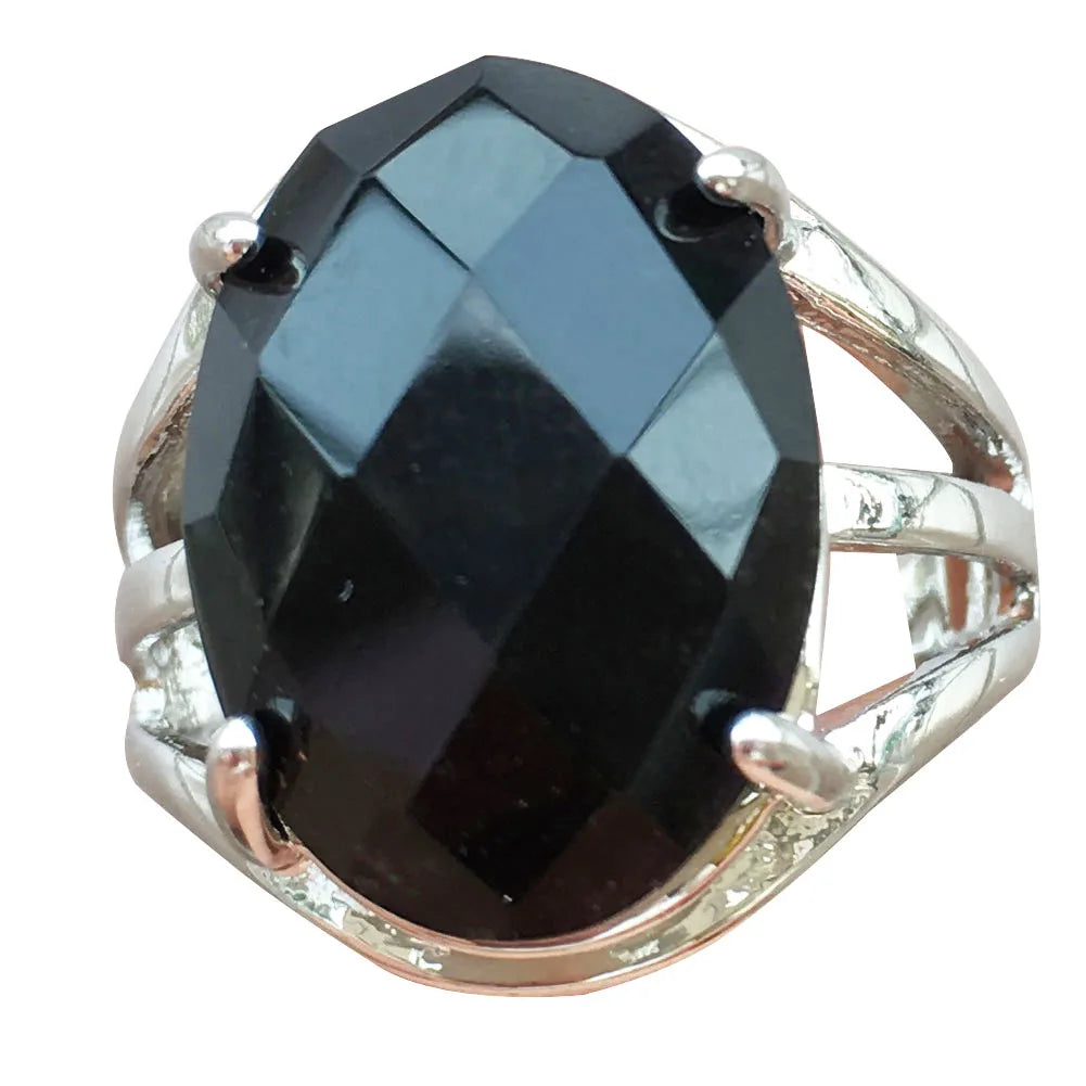 Crystal Faceted Oval Women Men Art Round Ring  7~12" Adjust Size WB827