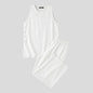INCERUN Men's Sets Solid Vintage Streetwear Loose Sleeveless Tank Tops Pants Two Piece Sets 2026 Summer Casual Men Matching Sets