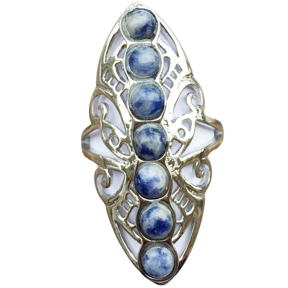 Malachite Lapis Lazuli Tiger Eye Malachite Goldstone Opal Unakite Carnelian Crystal Women Men Art  Ring  Adjust Size PWB791