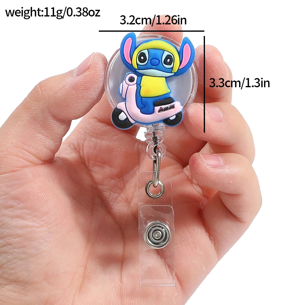 Disney anime Stitch acrylic retractable nurse badge scroll, doctor teacher student ID holder keychain lanyard