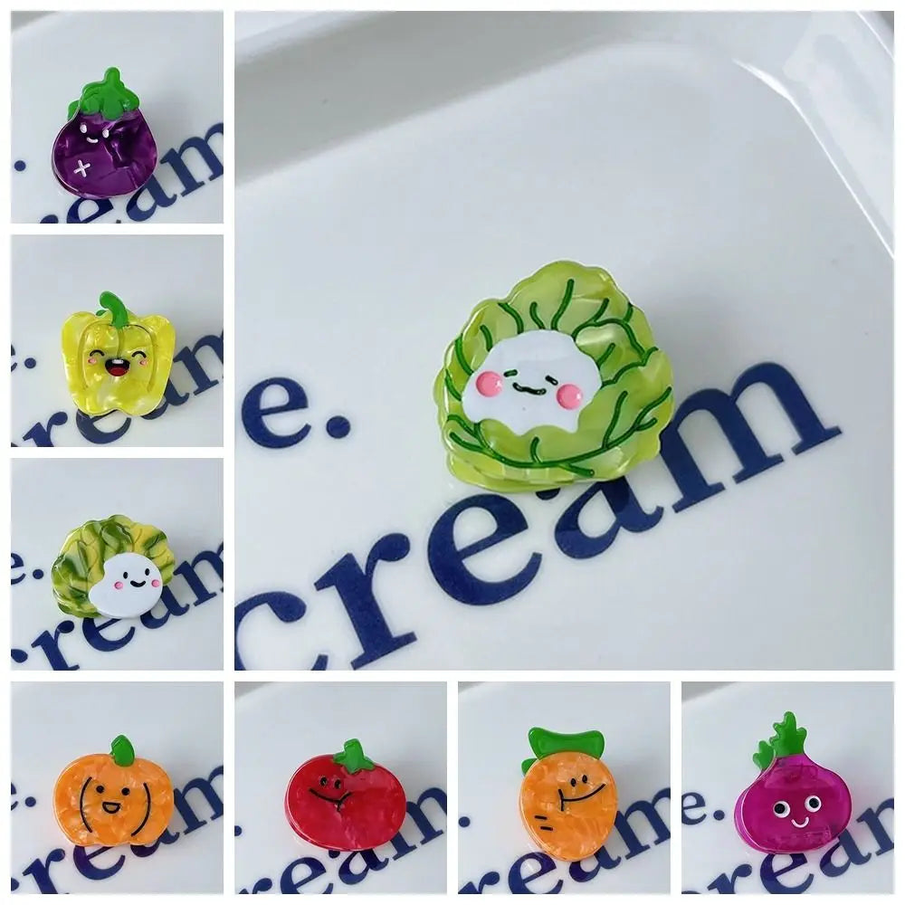 Cartoon Acetate Simulation Fruit Hair Clip Vegetable Series Small Grab Clip Mini Hair Claw Hair Accessories Geometry