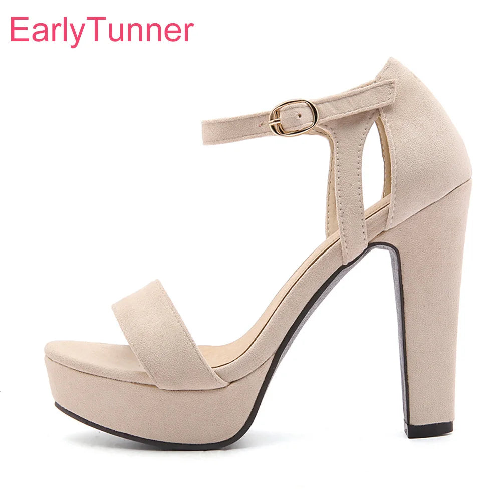 Brand New Hot Sexy Green Beige Women Platform Sandals Super Heels Black Lady Party Nude Shoes  Plus Big Small Size 31 43
