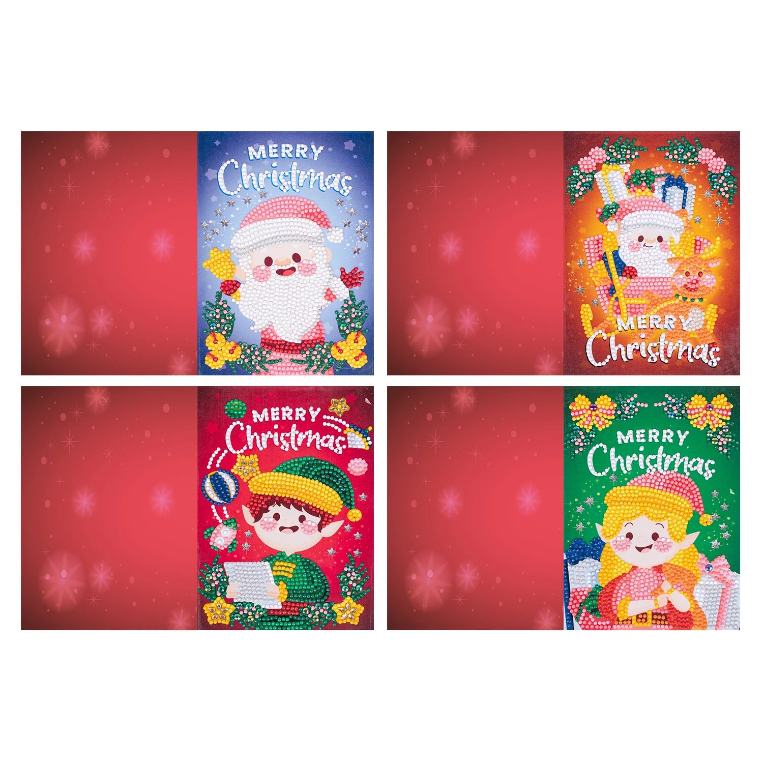 4 pcs Diamond Art Painted Greeting Card, Christmas Balloon 5D DIY Special Shape Diamond Card Creative Gift