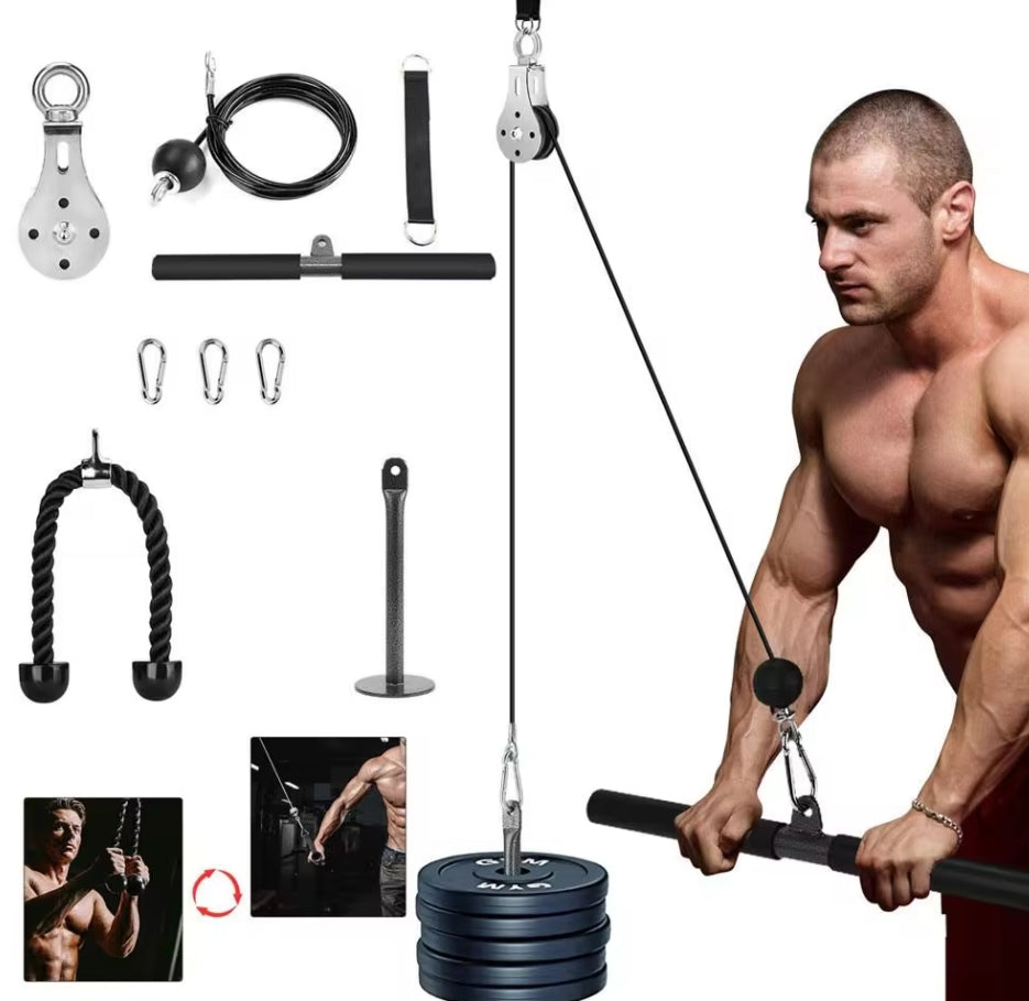 Kit de Poleas para Gimnasio con Accesorios - Entrenamiento de Bíceps y