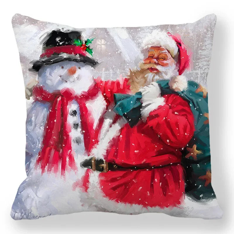 Christmas Decoration Pillowcase Santa Claus Snowman Deer Cushion Cover Home Sofa Chair