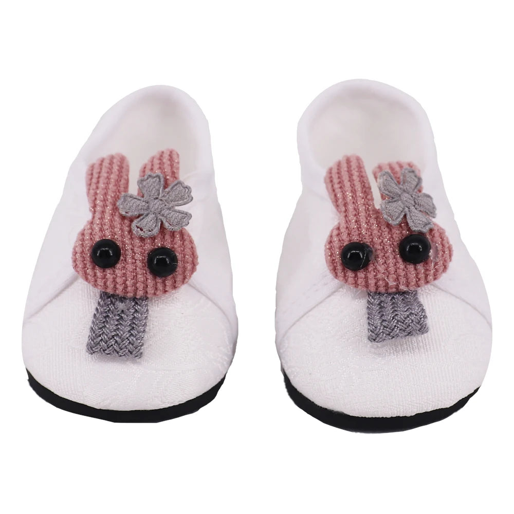 7Cm length Doll Shoes For 18 inch Girls American & 43Cm Baby New Born Doll Clothes Accessories Flowers/Bows Stamp Canvas Shoes
