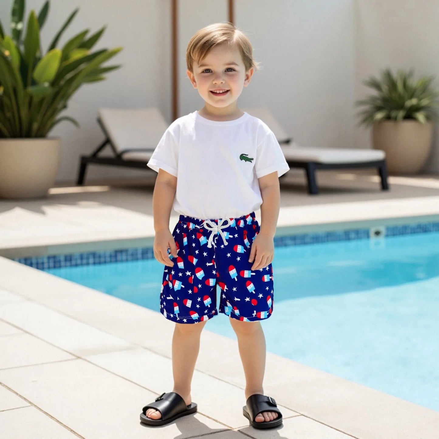 Toddler Boy Patriotic Beach Shorts Flag Popsicle Print Casual Elastic Short Pants for Newborn Baby Cute Clothes
