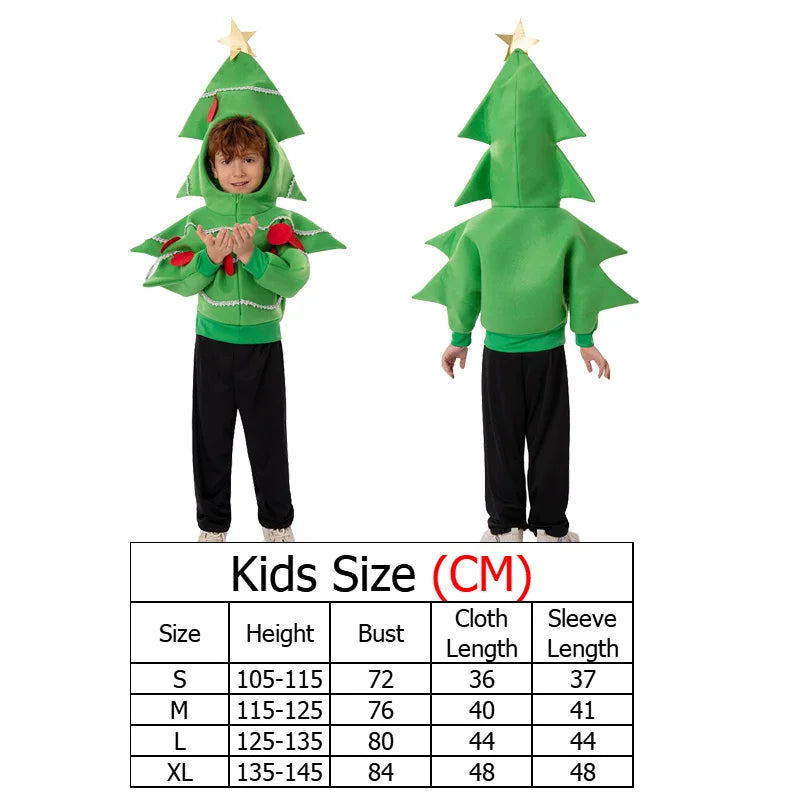 Kids Christmas Tree Cosplay Clothing Coat Boys Girls Children Stage Performance Costume Outfits Halloween Party Disguise Suit