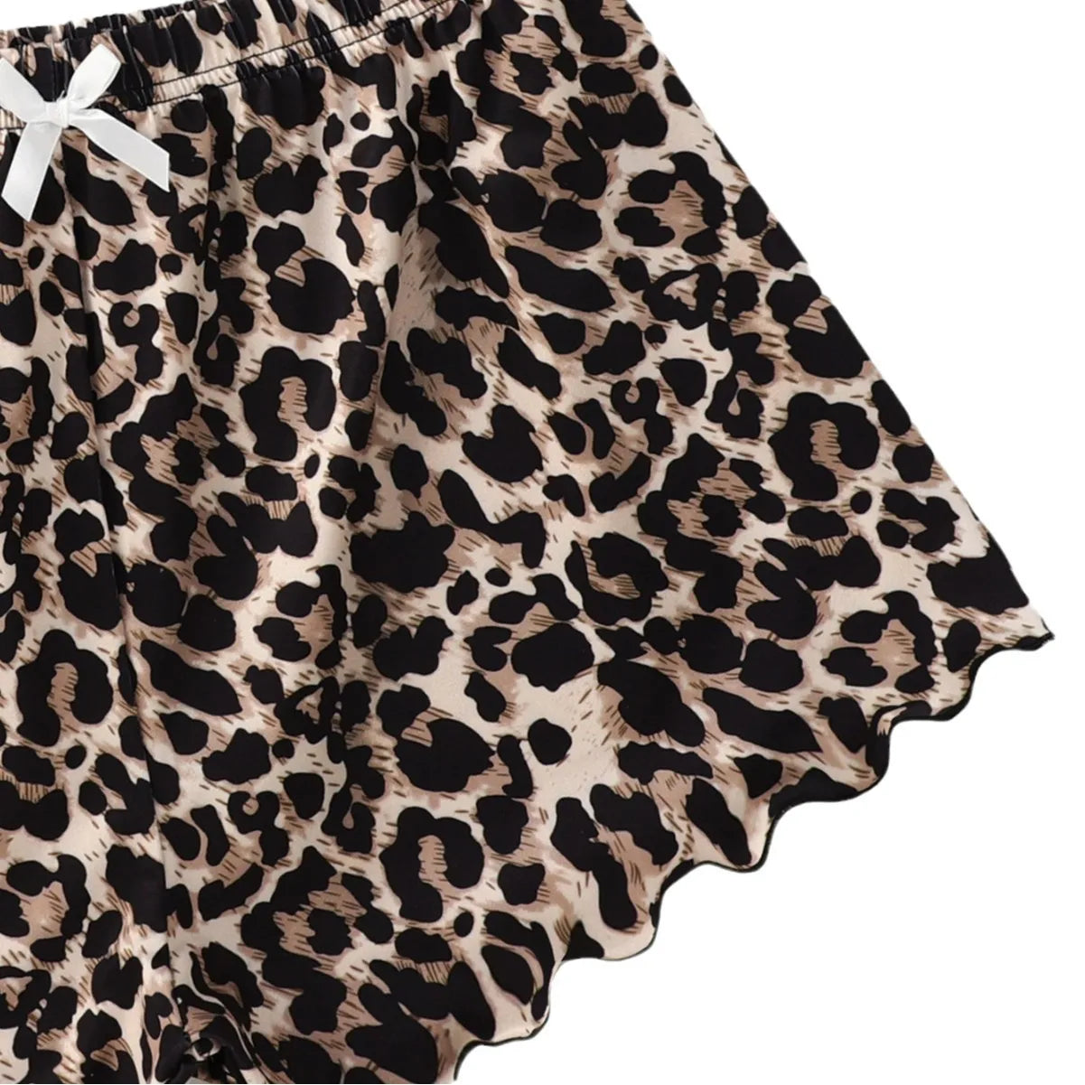 New Women's Pajamas Set Sexy Lingerie Leopard Print Sling Sleepwear V-Neck Sleeveless Top and Shorts Sets Pyjamas Homewear Hot