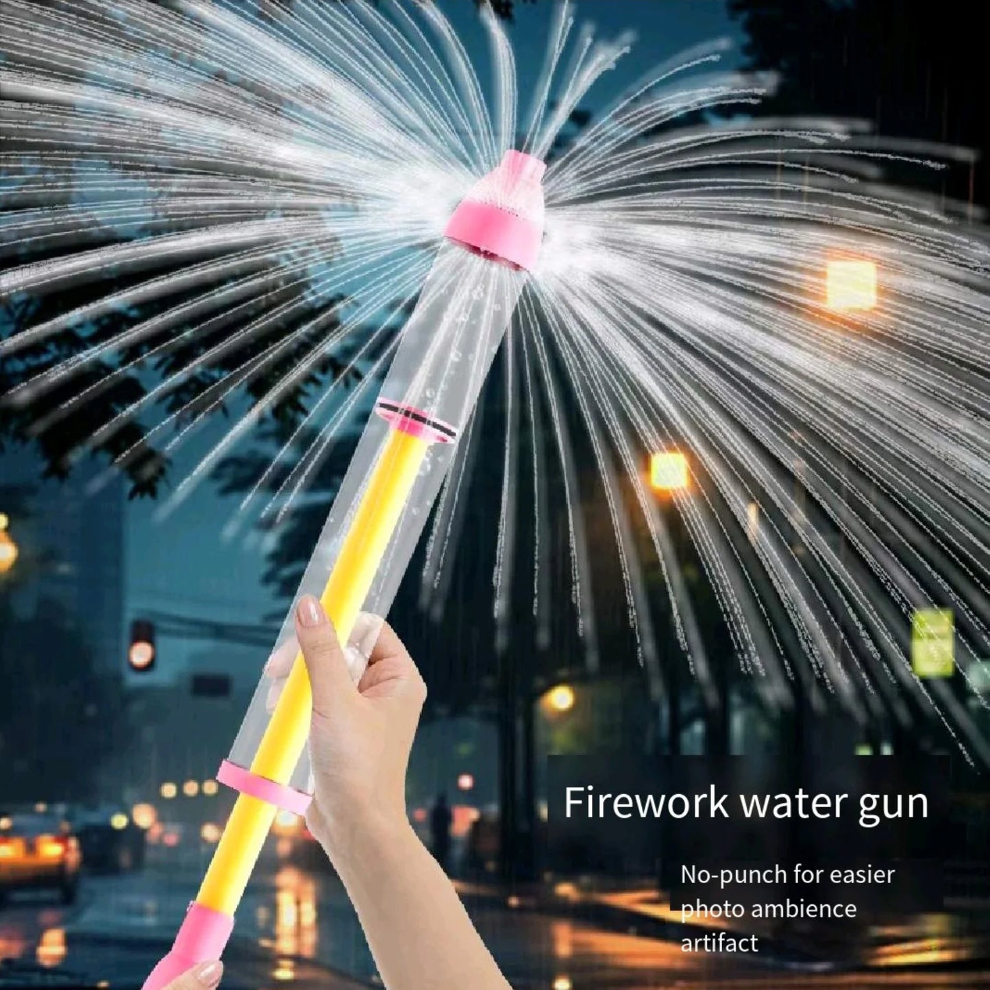 1pc Summer Fireworks Water Gun, Perfect Gift for Water Balloon Fights and Beach Activities, Large Pull-String Fountain Water Gun