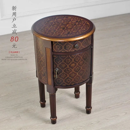 9344 American retro classic hand-painted pattern foreign flower round bucket sofa edge tea table bedside table