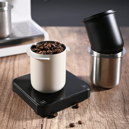 58mm Coffee Dosing Cup with Cleaning Brush Sniffing Mug for Espresso Machine Wear Resistant Stainless Steel Coffee Dosing Cup