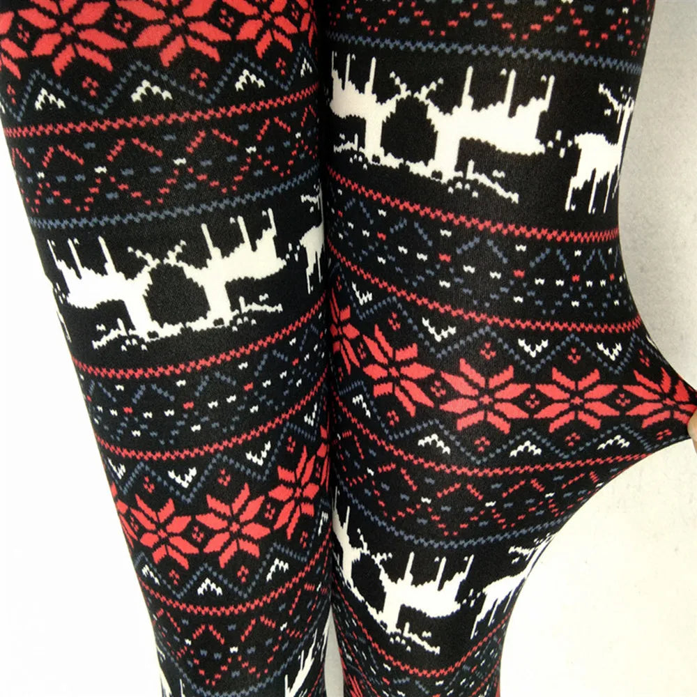 Christmas Women's Leggings Pants Snowflake Elk Printed High Waist Skinny Trouser Fitness Stretch Pants Christmas Party Clothes
