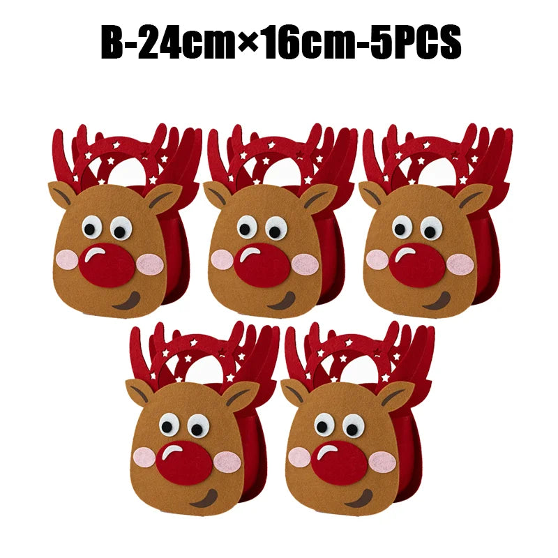 2024 New Christmas gift bag creative felt cloth children's candy gift bag Christmas Eve portable apple bag