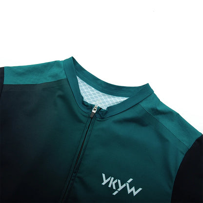 YKYW Men's Short Sleeve Cycling Jersey Summer Quick Drying Wear-resistant Breathable Gradient Bicycle Jersey Road Bike Shirts