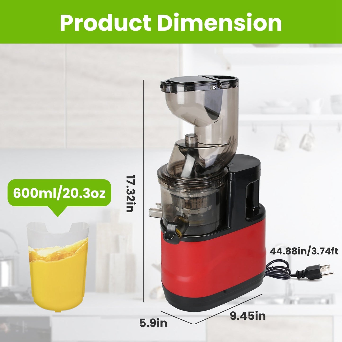 1Pc Cold Press Juicer Machine 300W Electric Slow Masticating Juicer