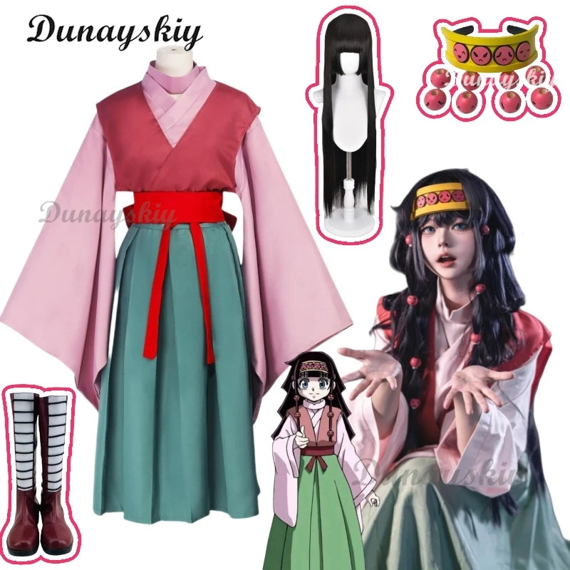 Anime HUNTER HUNTER Aruka Zorudikku Cosplay Costume Alluka Zoldyck Japanese Kimono Wig Shoes Woman Cute Christmas Customized