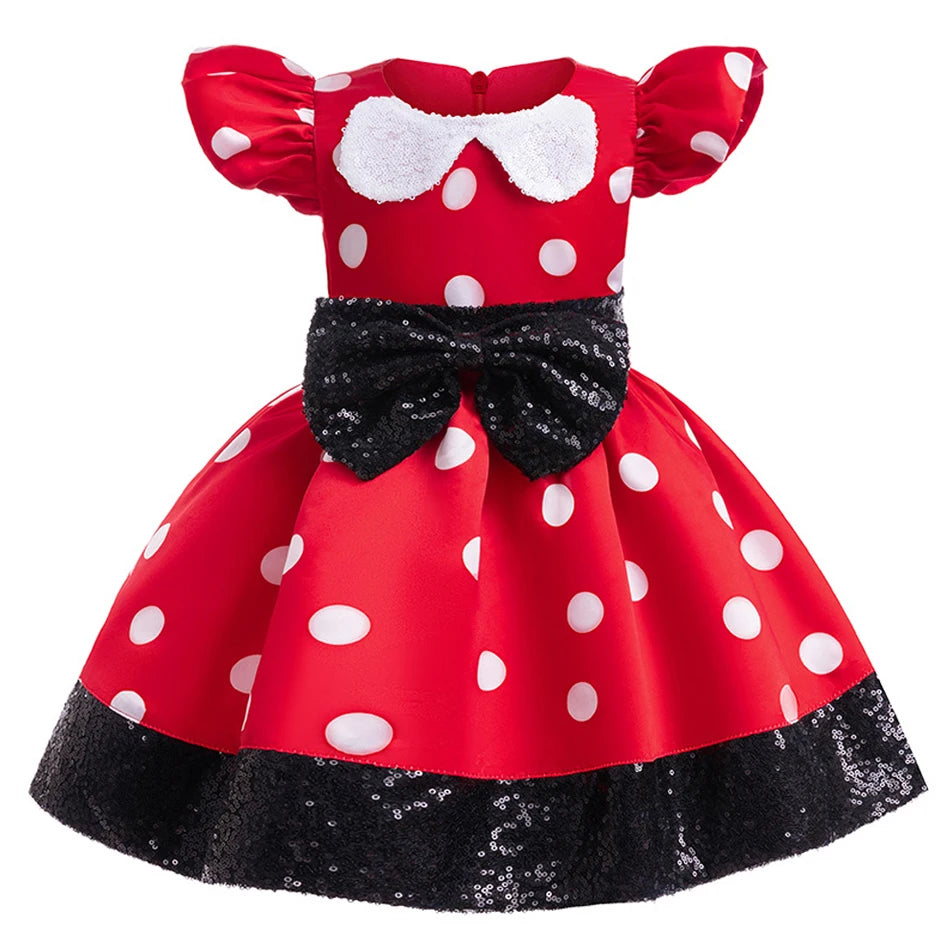 Disney Mickey Minnie Mouse Polka Dot Cosplay Baby Girls Boys Costume Kids Masquerade Clothes Children Halloween Carnival Dress