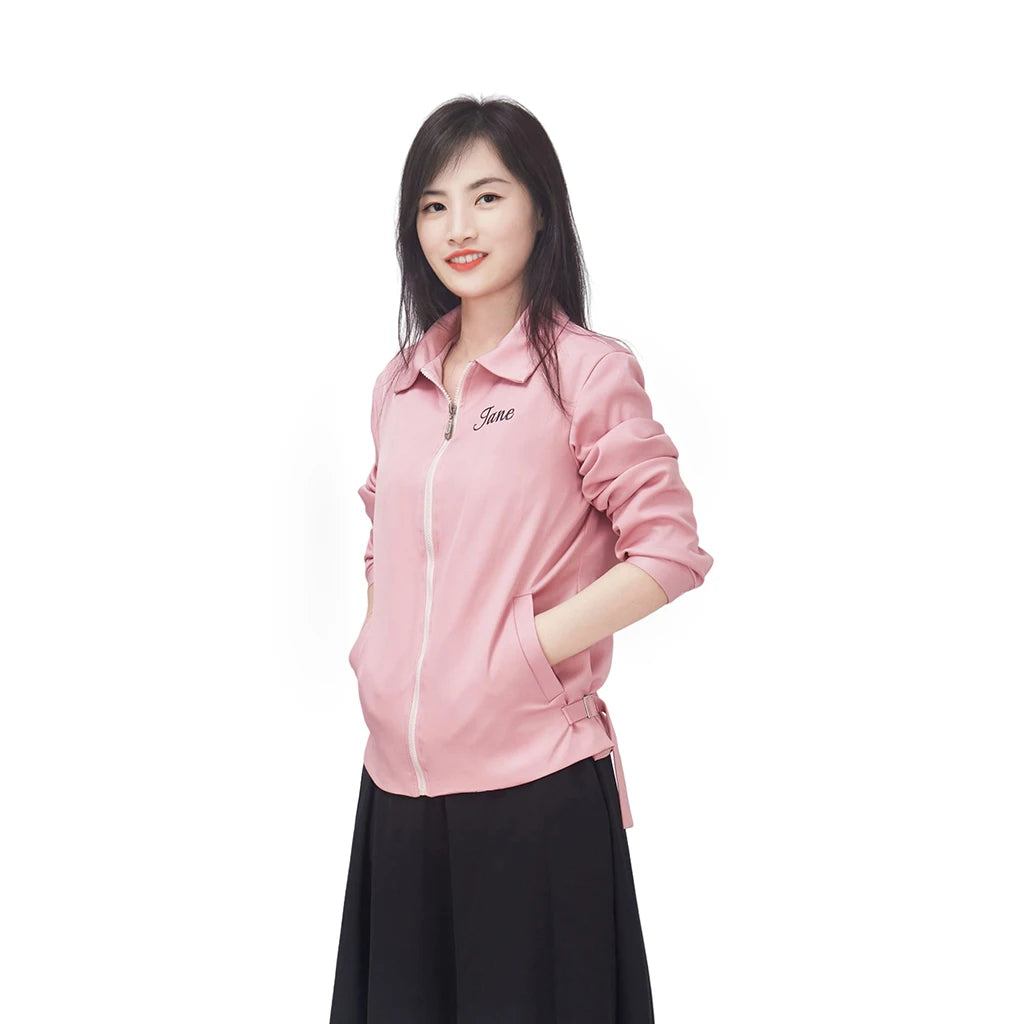 Grease Rise Of The Pink Ladies Cosplay Costume Jane Nancy Olivia Cynthia Cosplay Pink Coat Women Zipper Jacket Halloween Clothes