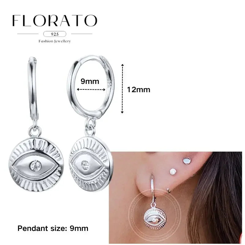 925 Sterling Silver Ear needle European And American Style Hoop Earrings Round square Pendientes Fashion For Women Birthday Gift