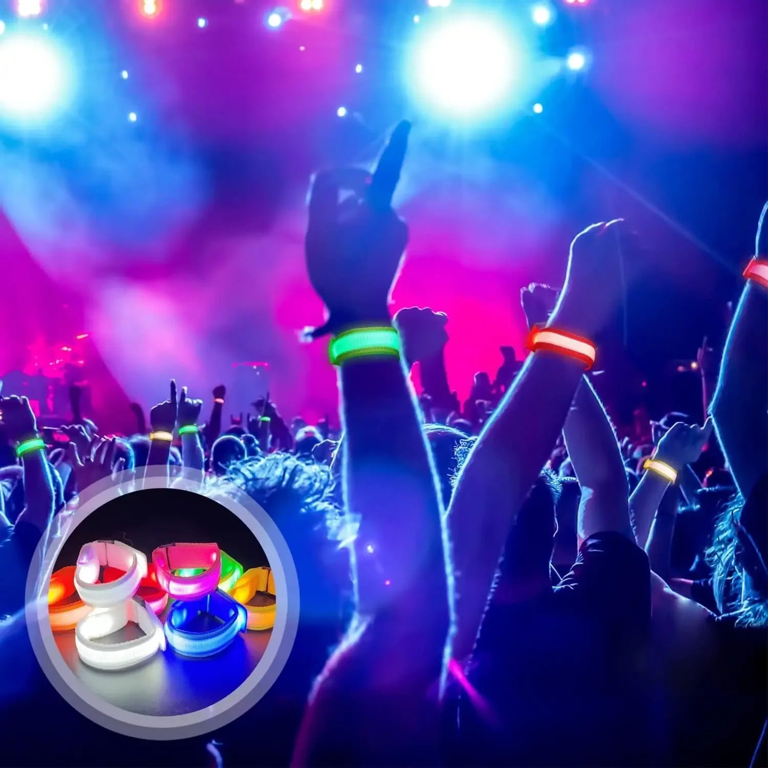 LED Light Up Bracelets Glow in The Dark Party Prop Outdoor Sports Belt Arm Leg Warning Wristband Reflective Safety Bicycle Light
