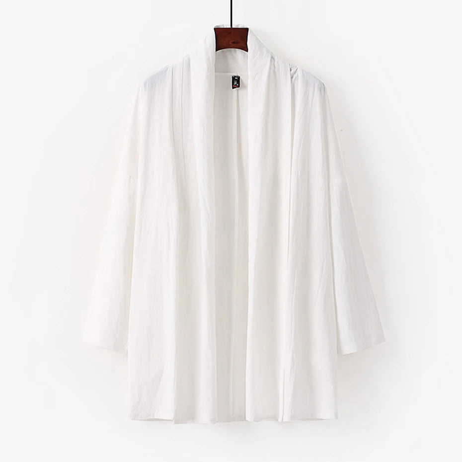 9XL 8XL Plus Size Taoist Robe Kimono Solid Cotton Linen Jackets Coat Man Big Size 7XL 6XL Kimono Outwear