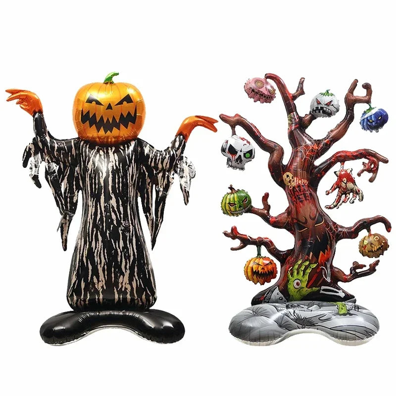 Halloween Decoration Balloon Pumpkin Pile Pumpkin Dead Tree Witch Scythe Grim Reaper Aluminum Balloon Halloween Party Decoration